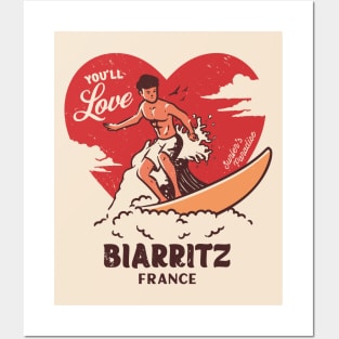 Vintage Surfing You'll Love Biarritz, France // Retro Surfer's Paradise Posters and Art